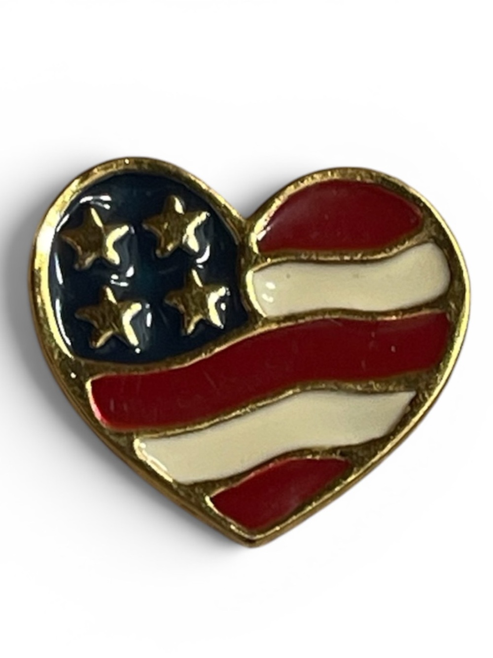 Avon 2001 Made in USA Patriotic Heart Flag Enamel Pin